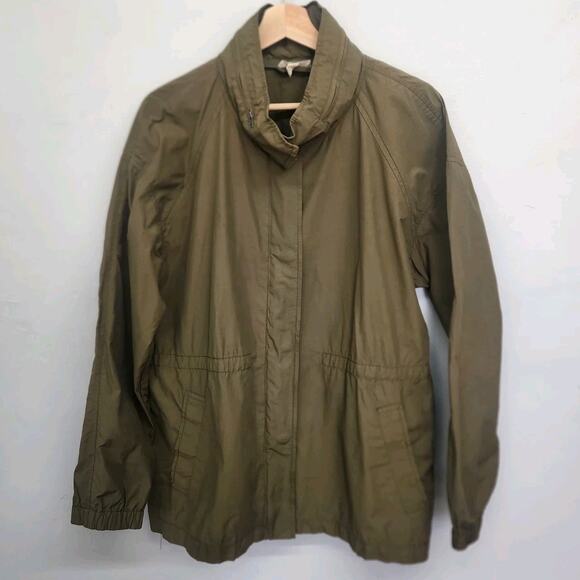 Eileen Fisher Organic Cotton Nylon Tech Jacket Water Resistant Olive Medium - Picture 1 of 16